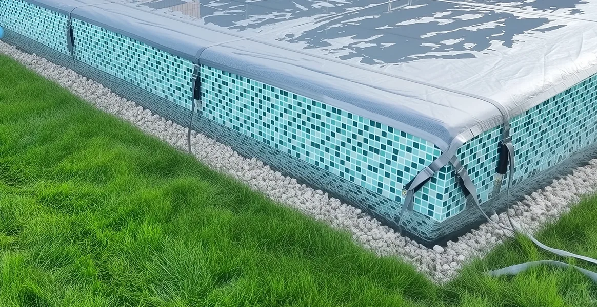 Покрывало для бассейна под снегом — защита зимой в Ухте